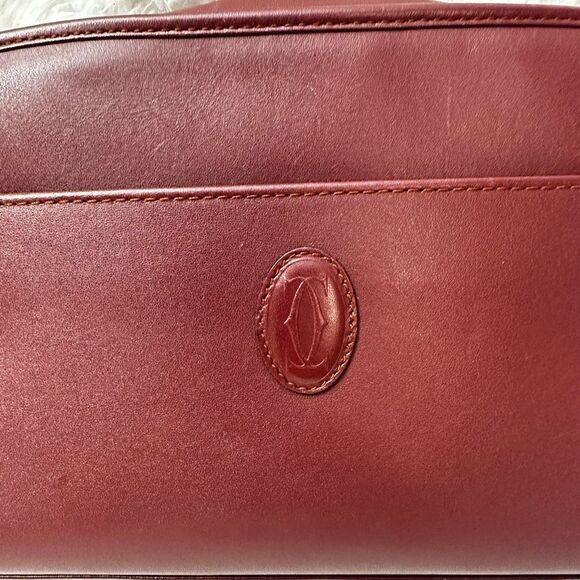 CARTIER Zip clutch multipurpose organizer Bag mast line Bordeaux Red Leather‎ - Picture 2 of 12